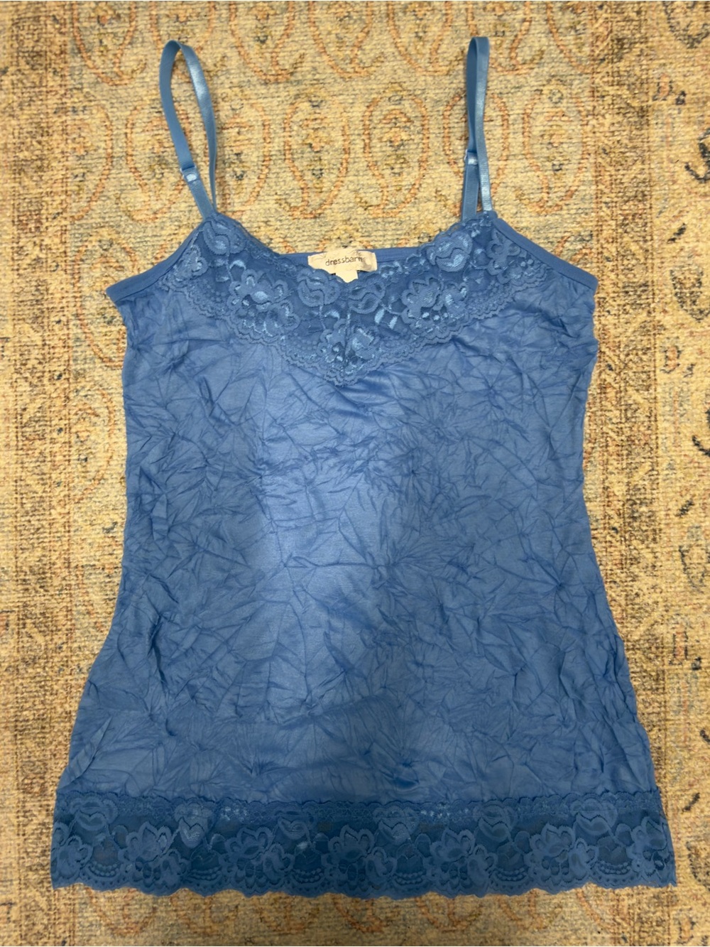 Y2K Blue Lace Trim Camisole Top size Small
